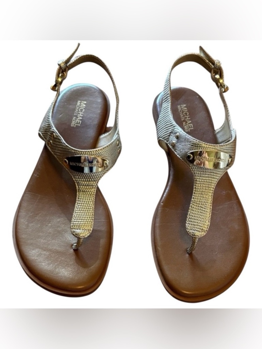 Michael Kors Metallic Gold Thong Sandals